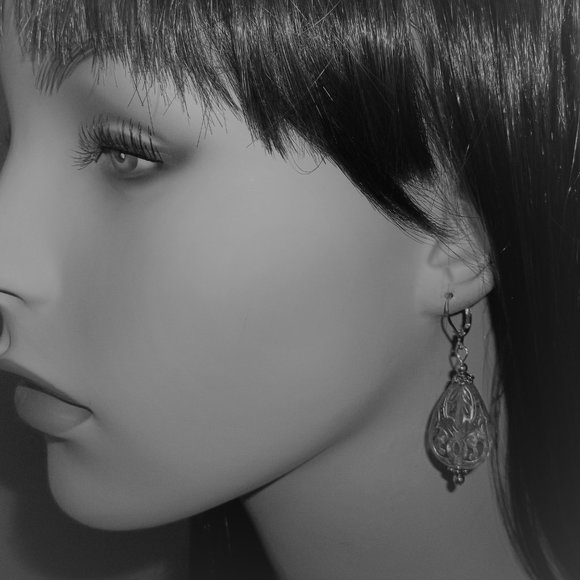 Gold & Clear Statement Earrings Set Teardrop Fashion Accessory Dangly Pair 6241 - Picture 7 of 9